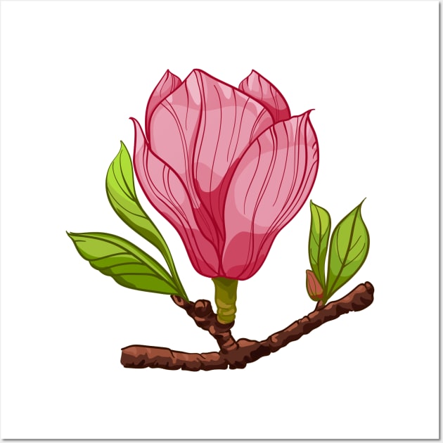 branch of pink magnolia Wall Art by  ESHA-Studio